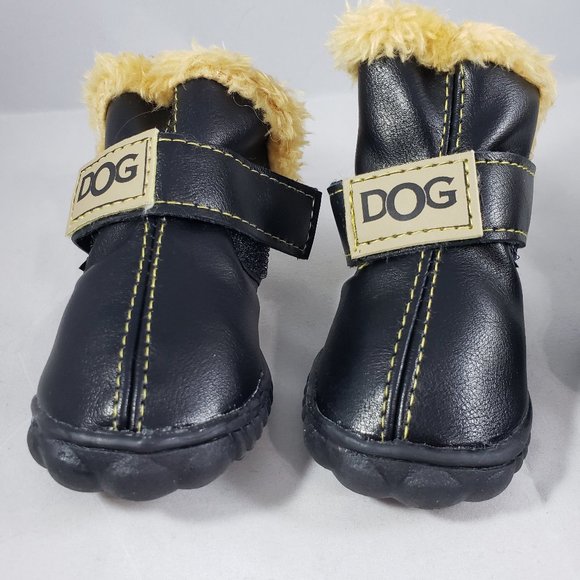 Fur Lined Rubber Sole Dog Shoe/Boot - Picture 1 of 8